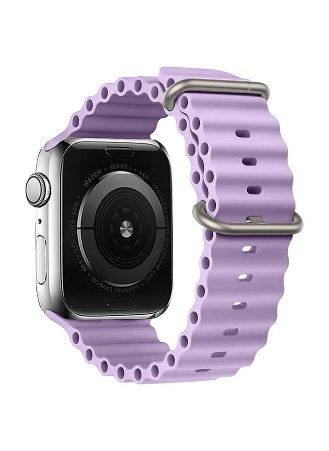 Ocean - Soft Silicone Ocean Band Designed For Apple Watch Ultra Band 49mm,45mm,44mm,42mm for Men Women High Qulaity Adjustable Bands for Apple iWatch Series 8,7,SE,6,5,4,3,2,1 Purple - Image 1