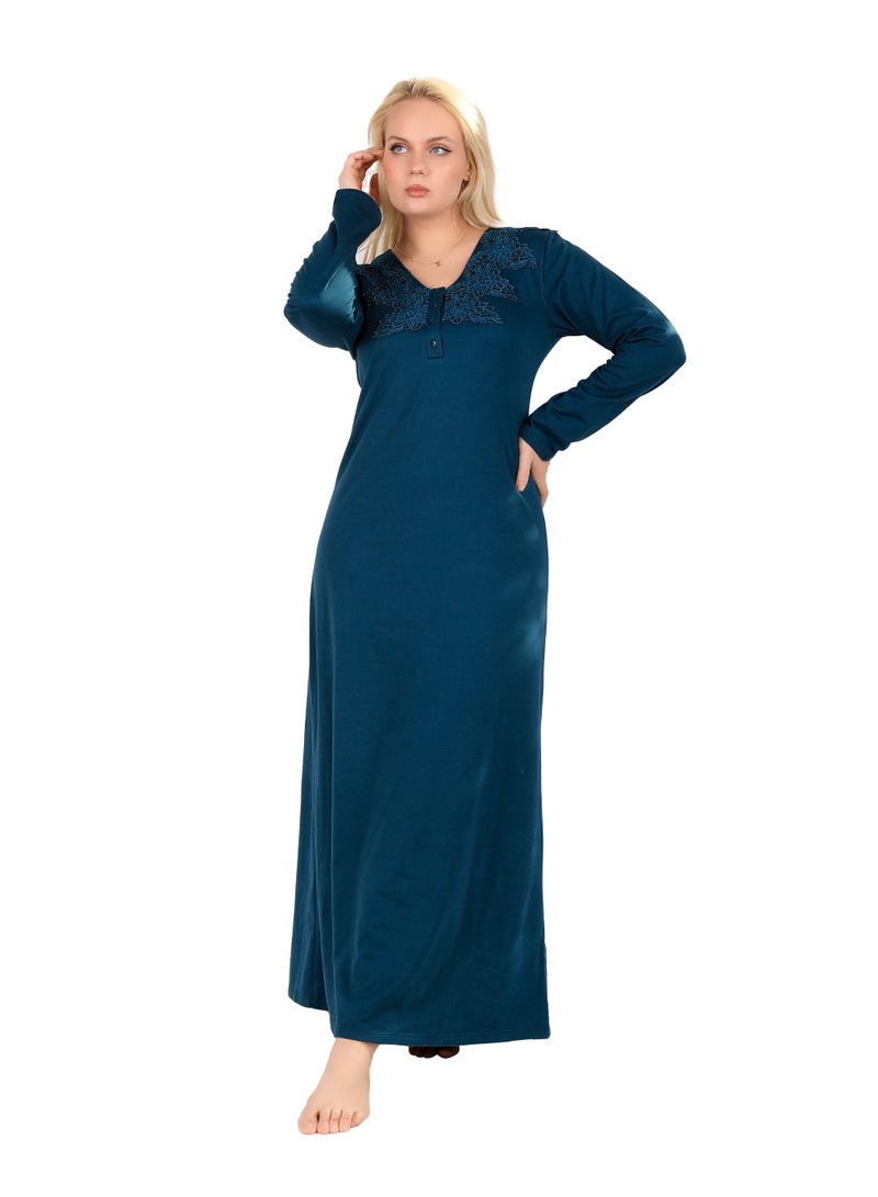 Dadoush Winter Maxi Abaya | Long Nightgown | Elegant Cotton Maxi Dress | Premium Fabrics for Ultimate Comfort | Women's Loungewear - Image 1