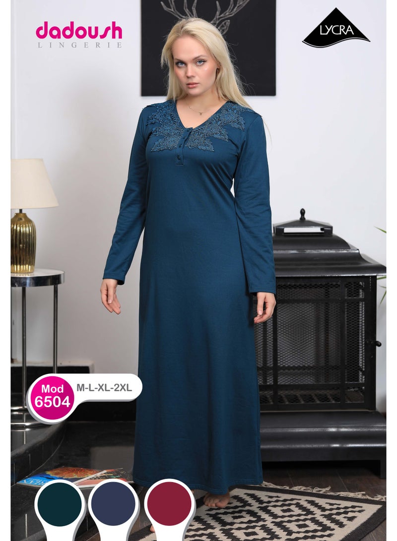 Dadoush Winter Maxi Abaya | Long Nightgown | Elegant Cotton Maxi Dress | Premium Fabrics for Ultimate Comfort | Women's Loungewear - Image 4