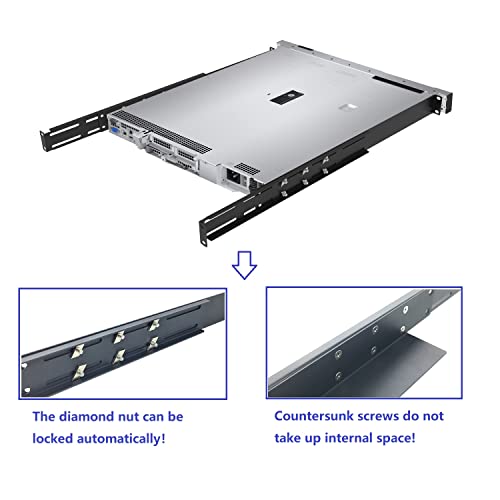 JINGCHENGMEI 1U Universal 4-Post Rack Mount Server Shelf Rails for Dell Compaq HP IBM APC - 16.5-29.5 Inches Adjustable Depth-110 lbs Capacity (16.5-29.5" Rails) - Image 2