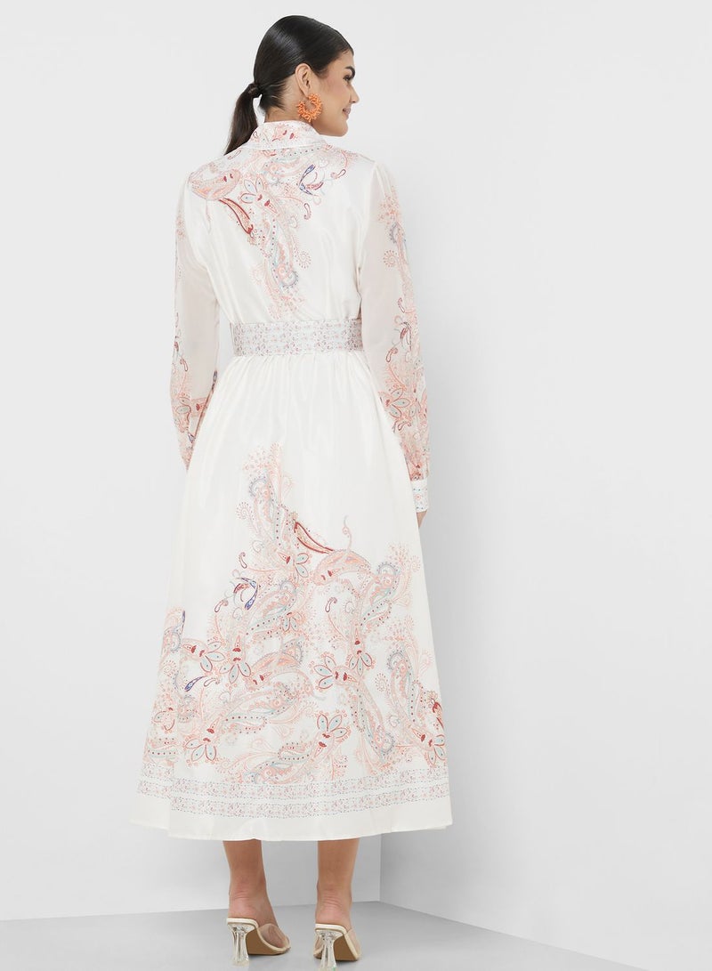 ايلا فستان ميدي بطبعة وياقة - Image 2