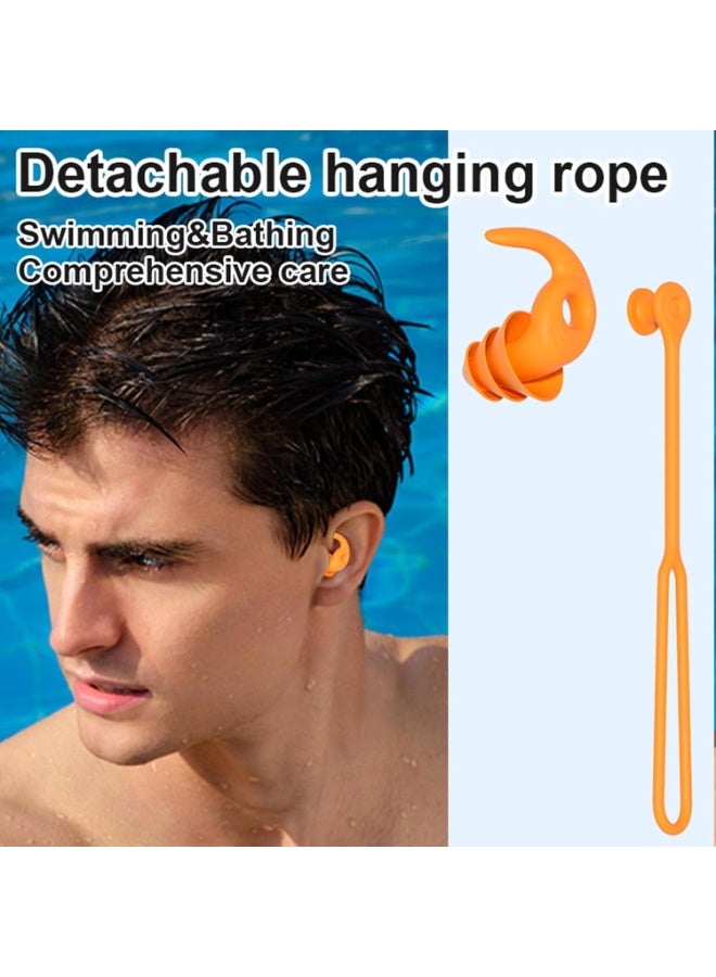 Unisex Silicone Sleep and Swimming Ear Plugs 3 Layer Noise Reduction Waterproof Soft Earplugs with Cord Ergonomic Comfortable Design Washable for Adults and Kids 1 Pair - Image 5