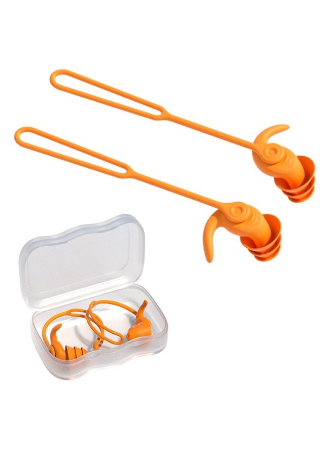 Unisex Silicone Sleep and Swimming Ear Plugs 3 Layer Noise Reduction Waterproof Soft Earplugs with Cord Ergonomic Comfortable Design Washable for Adults and Kids 1 Pair - Image 1