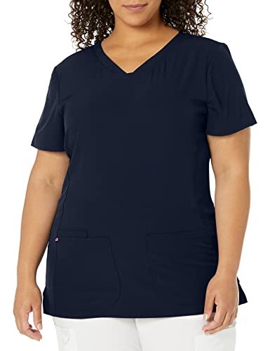 HeartSoul Women's Pitter-Pat V-Neck Scrubs Shirt, Navy, X-Small - Image 1