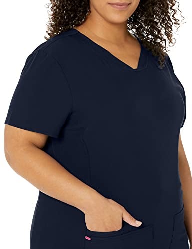 HeartSoul Women's Pitter-Pat V-Neck Scrubs Shirt, Navy, X-Small - Image 3