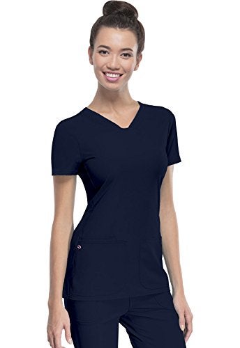 HeartSoul Women's Pitter-Pat V-Neck Scrubs Shirt, Navy, X-Small - Image 4