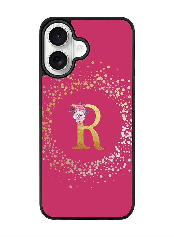 Stylizedd iPhone 17 Case, [Compatible with MagSafe] Slim Magnetic cover Phone Case iPhone 17 -Custom Monogram Floral - R ( Deep Pink ) - Image 1