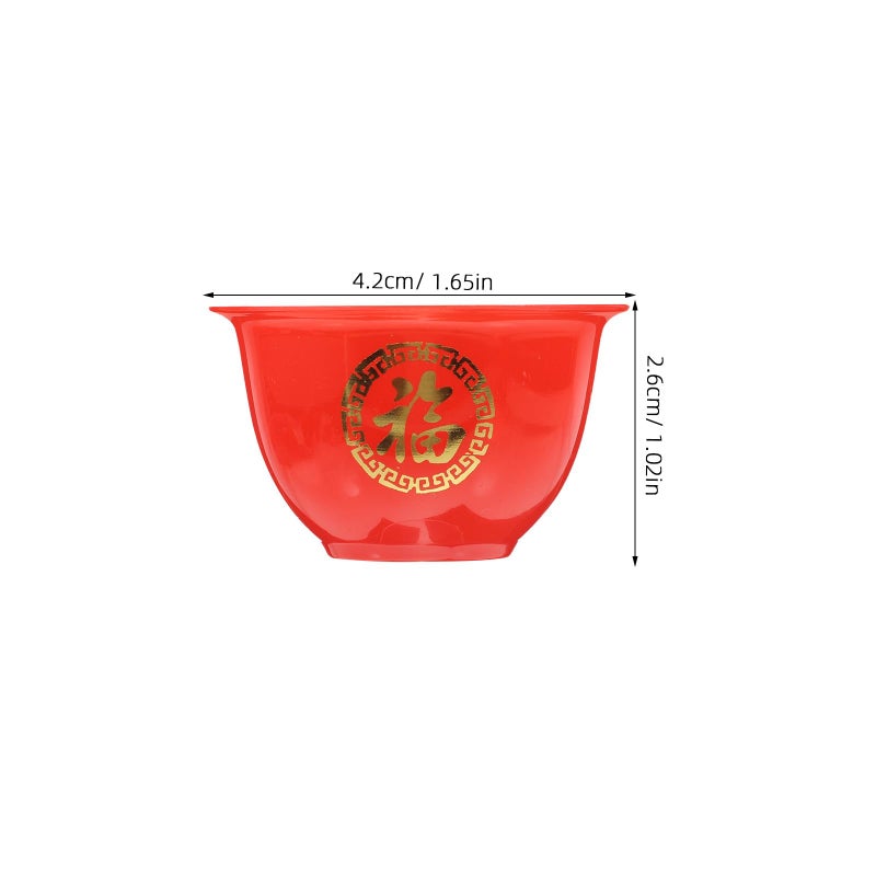 Red Plastic Wedding Wine Cups 50 Pieces Chinese Themed Banquet Toasting Shot Glasses - Image 3