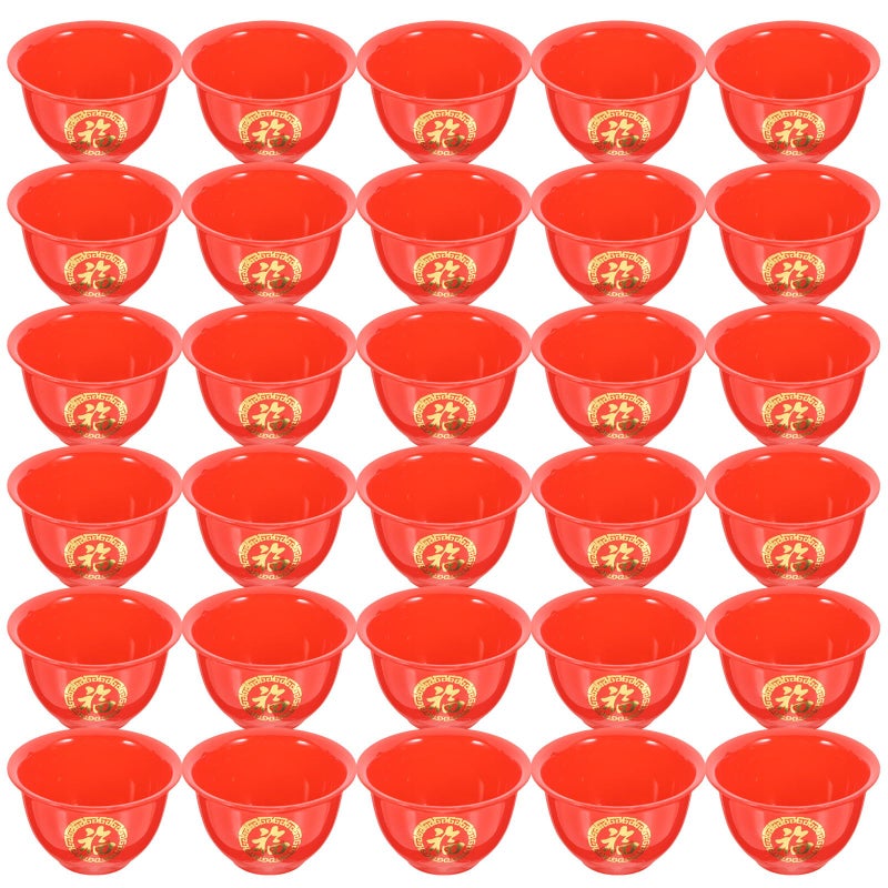 Red Plastic Wedding Wine Cups 50 Pieces Chinese Themed Banquet Toasting Shot Glasses - Image 2
