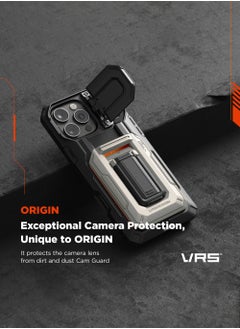 VRS Design D-Wallet Origin iPhone 16 Pro MAX Case Cover Wallet with Semi Automatic Credit Card Holder Slot [3 Cards] & Camera Lens Protector Kickstand - Metallic Green  - Image 3
