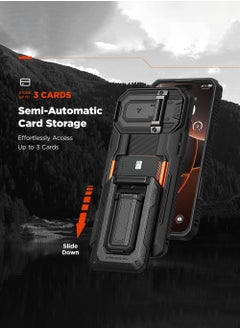 VRS Design D-Wallet Origin iPhone 16 Pro MAX Case Cover Wallet with Semi Automatic Credit Card Holder Slot [3 Cards] & Camera Lens Protector Kickstand - Metallic Green  - Image 5