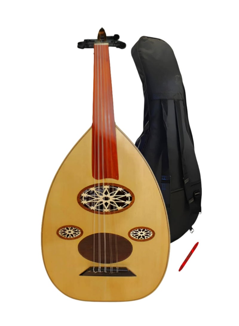 Handcrafted Classic Arabic Oud Egyptian Lute Aoud Level#2 for Intermediate Students with Gigbag & Pick - 9 Strings - Image 1