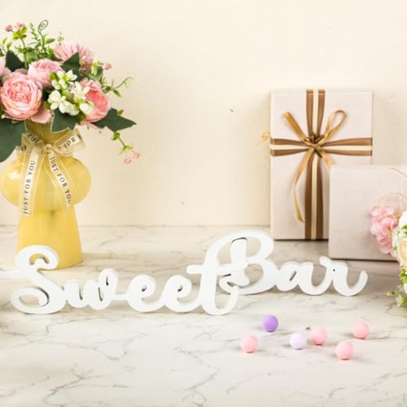 Wooden Sweet Bar Table Sign Wedding Sweet Bar Table Decorations Wood Hollow Standing Centerpiece for Wedding Shelf Birthday Party Decor - Image 3