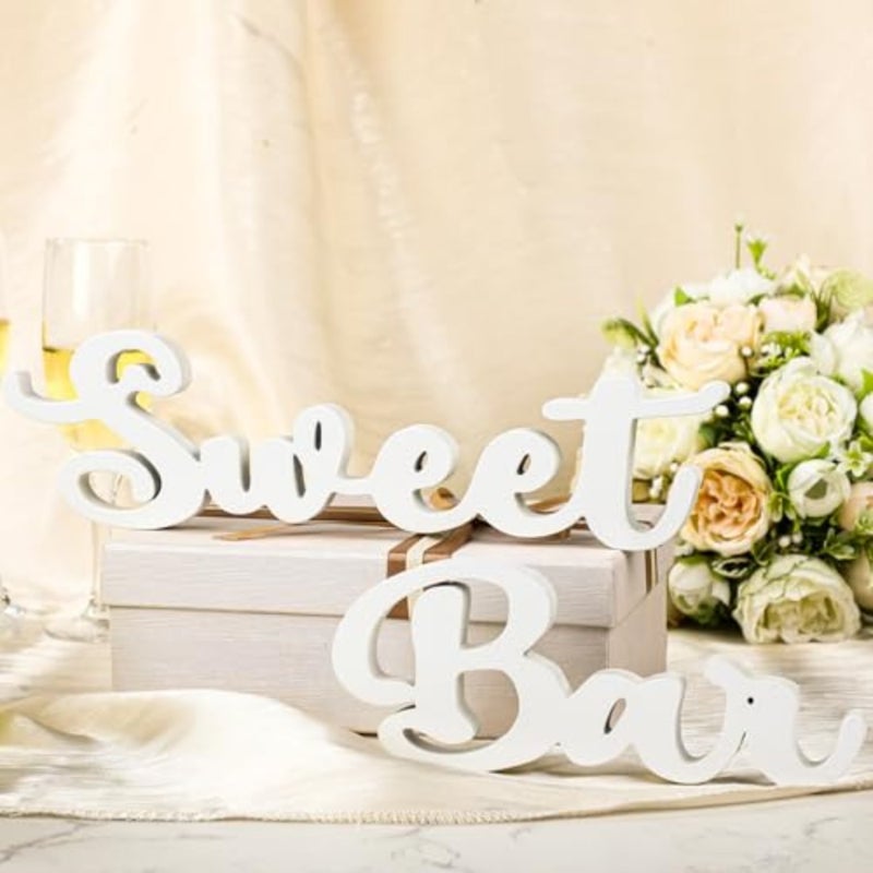 Wooden Sweet Bar Table Sign Wedding Sweet Bar Table Decorations Wood Hollow Standing Centerpiece for Wedding Shelf Birthday Party Decor - Image 1