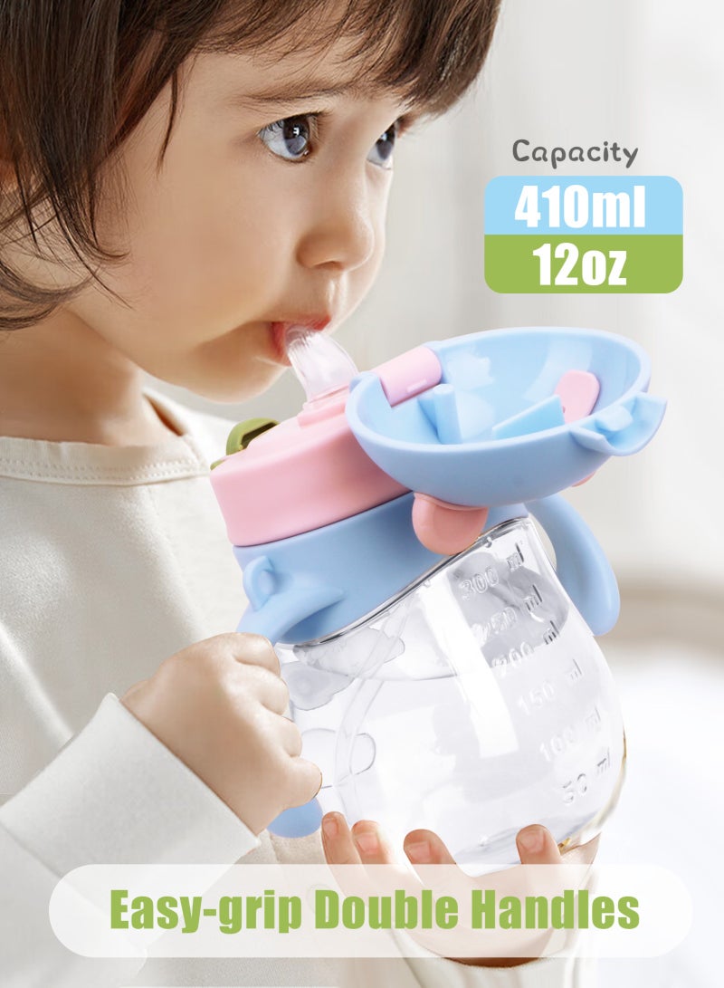 URbazaar 2-Pcs Baby Sippy Cups For 6 Months +, 410ml Baby Cup with Weighted Straw and Easy Grip Handles, Kids Water Bottle with Simple Flip Lid, 360 Degree Spill Proof Toddler Cup - Image 4