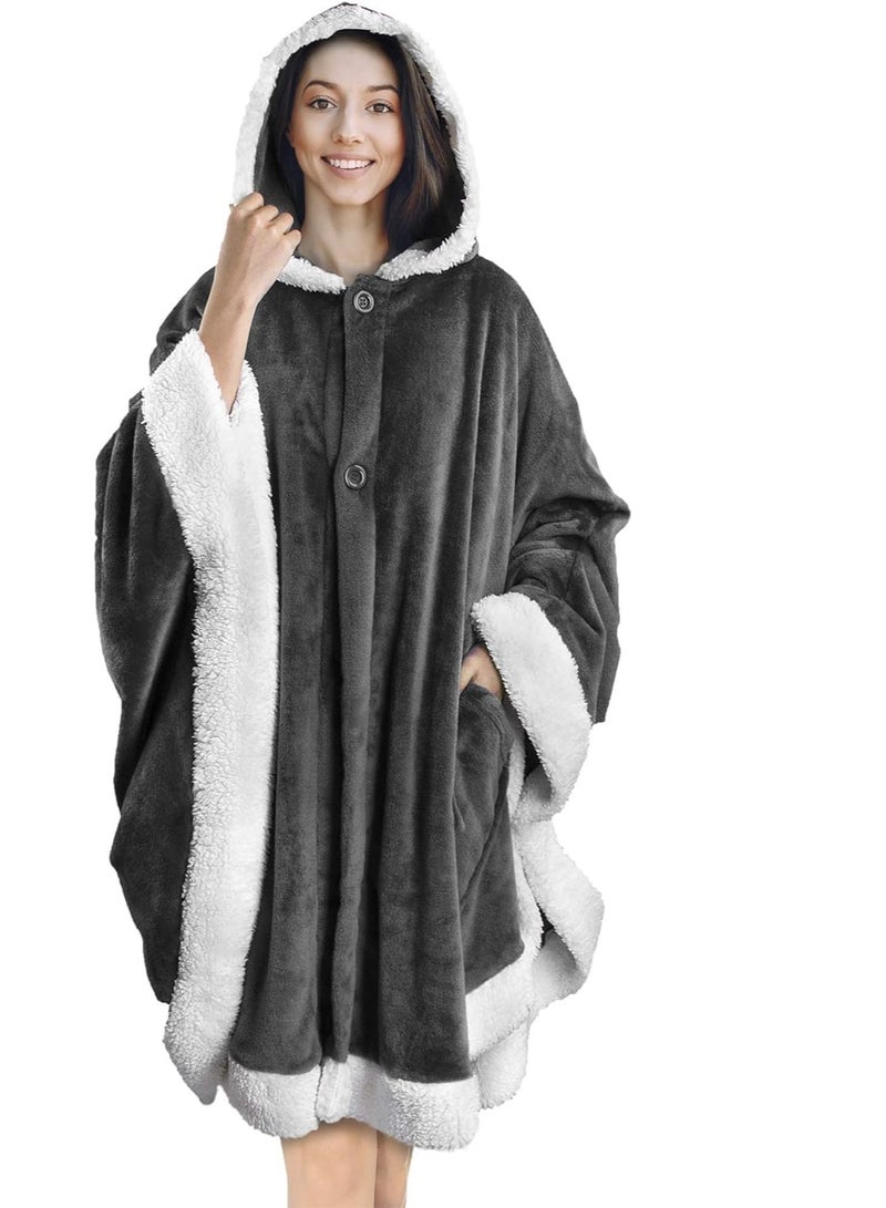 مورو مورو بطانية بتتلبس بغطاء رأس مزدوجة الطبقات – ناعمة ودافئة للغاية