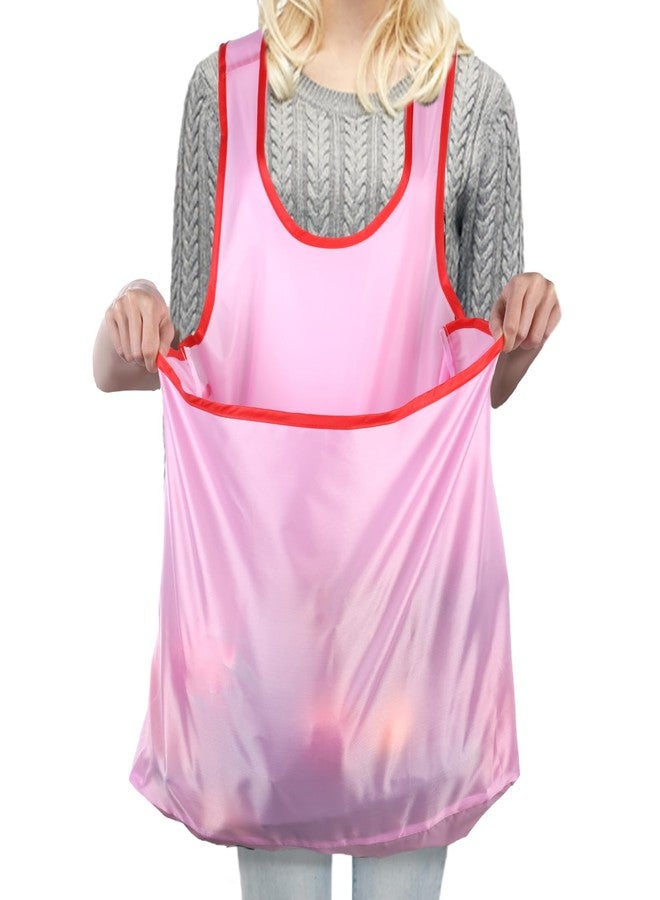 LLOUSSAK Clothes Drying Apron, Sleeveless Pink Waterproof Apron, Portable With Large Pocket For Cooking, Gardening - Image 1