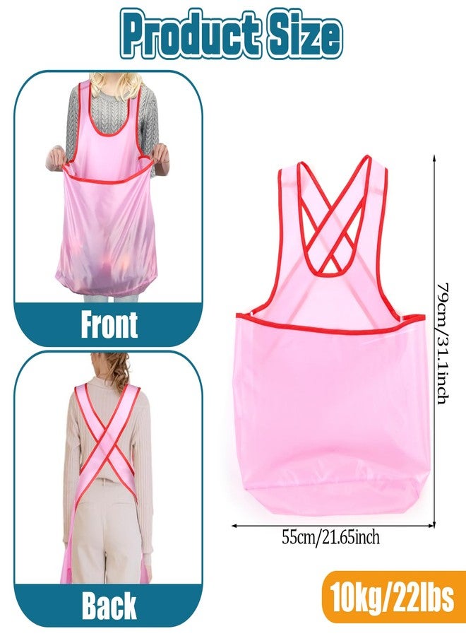 LLOUSSAK Clothes Drying Apron, Sleeveless Pink Waterproof Apron, Portable With Large Pocket For Cooking, Gardening - Image 2