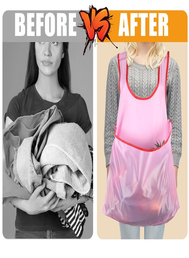 LLOUSSAK Clothes Drying Apron, Sleeveless Pink Waterproof Apron, Portable With Large Pocket For Cooking, Gardening - Image 4