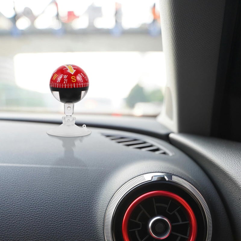 Portable Auto Compass Ball With Suction Cup 38mm Plastic Red Dashboard Mount For Car Truck Boat Navigation Outdoor Hiking - Image 5