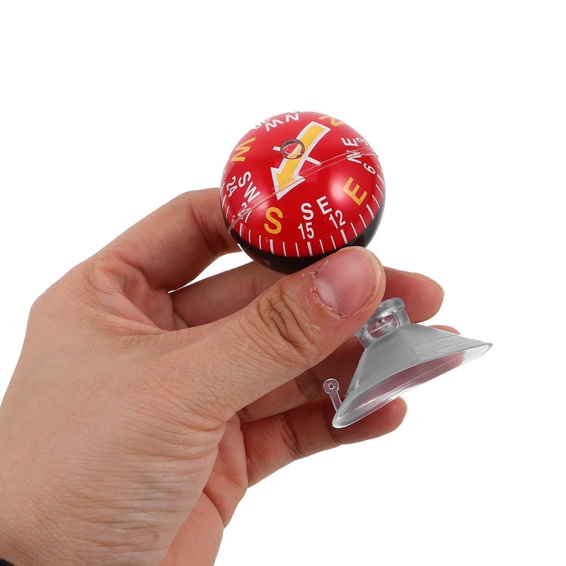 Portable Auto Compass Ball With Suction Cup 38mm Plastic Red Dashboard Mount For Car Truck Boat Navigation Outdoor Hiking - Image 4