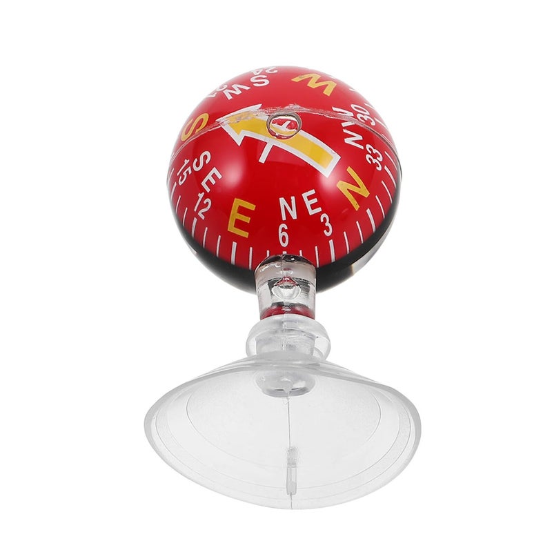 Portable Auto Compass Ball With Suction Cup 38mm Plastic Red Dashboard Mount For Car Truck Boat Navigation Outdoor Hiking - Image 2