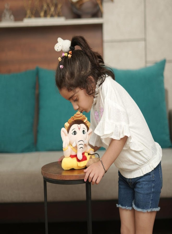 Panda's Box دمية غانيشا الصغيرة المحشوة الناعمة مع ترانيم مانترا من باندا بوكس | لعبة موسيقية تفاعلية | آمنة وغير سامة | أفضل هدية عيد ميلاد للأطفال حديثي الولادة (بنين وبنات) | صغير - 20 سم - Image 4