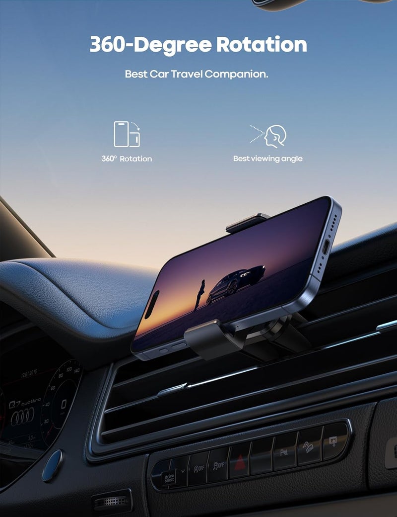 Lamicall Car Phone Holder, Air Vent Clip Mount - Universal Cell Phone Stand Holder Hand Free Cradle, Compatible with iPhone 17 16 15 Pro14 13 12 Pro Max Mini XS XR, All 4.7-6.5'' Smartphone - Black - Image 3