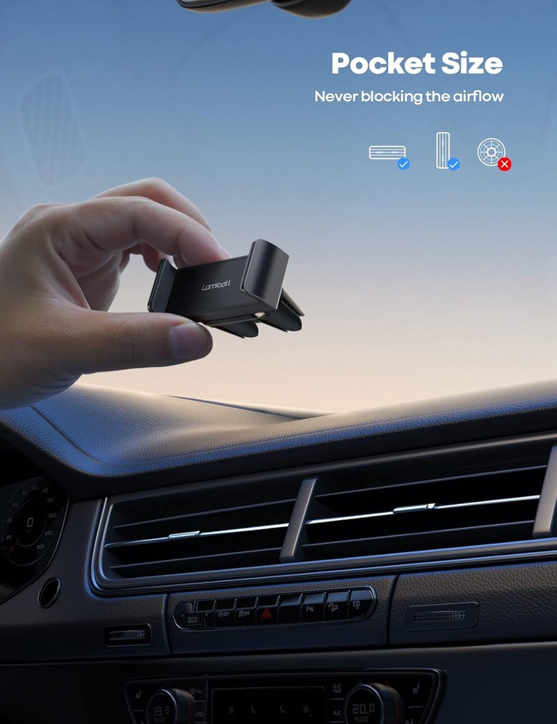 Lamicall Car Phone Holder, Air Vent Clip Mount - Universal Cell Phone Stand Holder Hand Free Cradle, Compatible with iPhone 17 16 15 Pro14 13 12 Pro Max Mini XS XR, All 4.7-6.5'' Smartphone - Black - Image 4