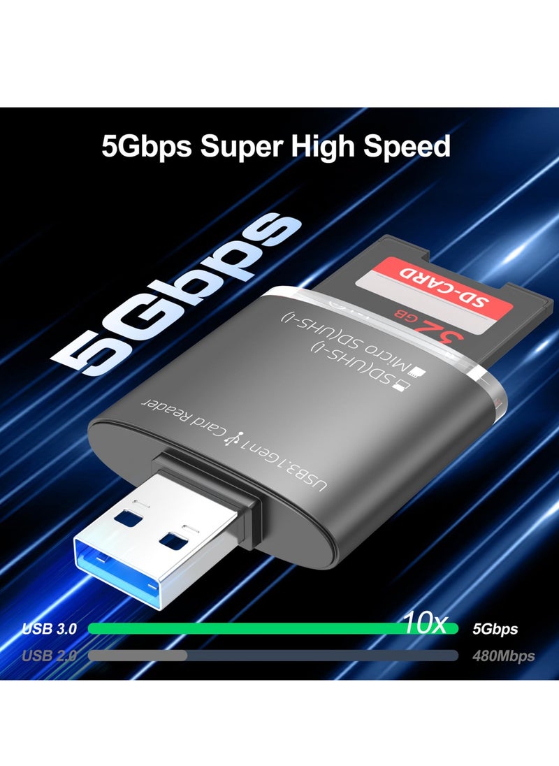 Excefore - SD Card Readers, 2 in 1 Micro SD Card Reader USB A,  Micro SD TF Card Adapter Converter 3.0 Memory Card Support SDHC SDXC MMC UHS-I Cards for Mac PC Comptuer Laptop Chrome Camera - Image 1