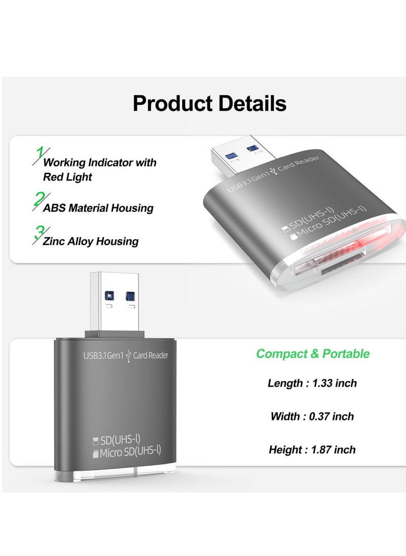 Excefore - SD Card Readers, 2 in 1 Micro SD Card Reader USB A,  Micro SD TF Card Adapter Converter 3.0 Memory Card Support SDHC SDXC MMC UHS-I Cards for Mac PC Comptuer Laptop Chrome Camera - Image 1