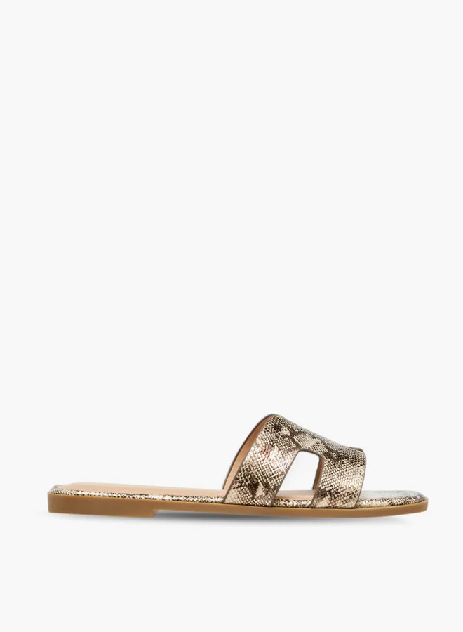 Flora Bella By Shoexpress Animal Print Slip-On Flat Sandals
