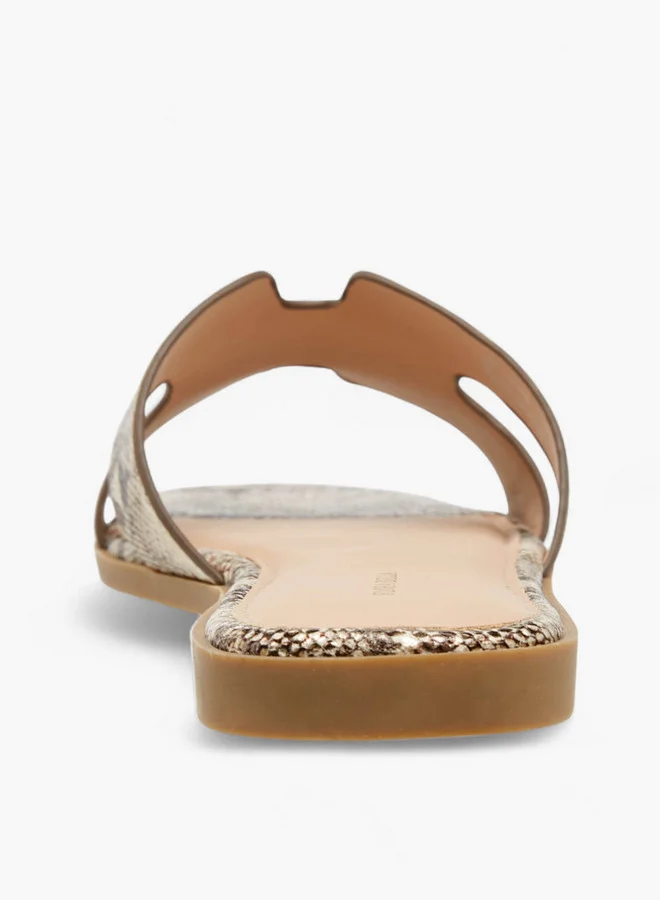 Flora Bella By Shoexpress Animal Print Slip-On Flat Sandals