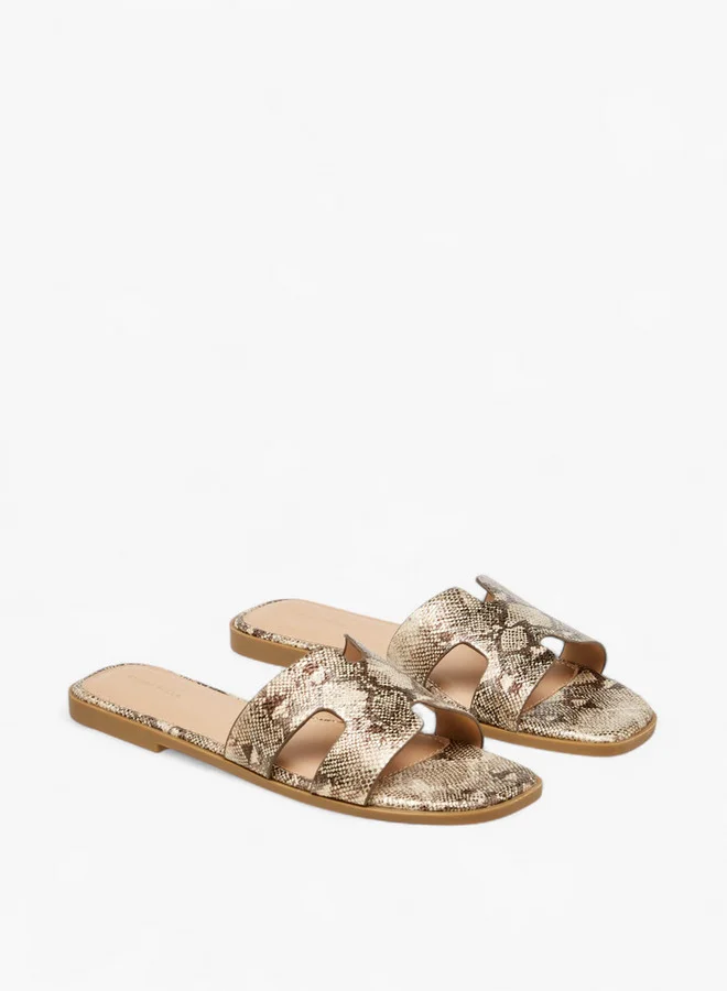 Flora Bella By Shoexpress Animal Print Slip-On Flat Sandals