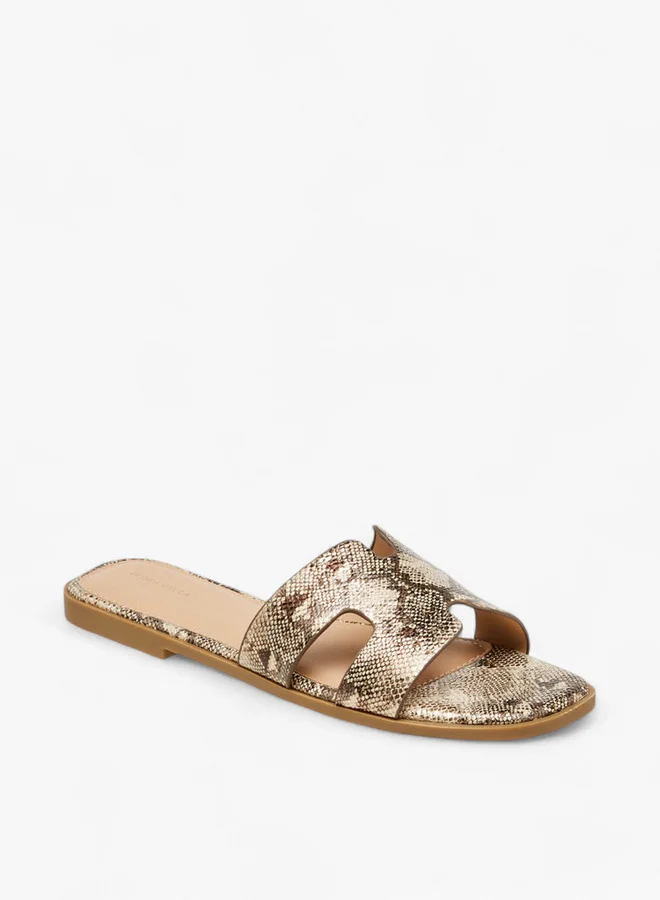 Flora Bella By Shoexpress Animal Print Slip-On Flat Sandals