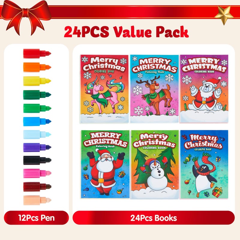 JOYIN 24 Pcs Christmas Coloring Book Bulk for Kids Mini Christmas Coloring Books in 6 Covers Great Gift Girls and Boys, Holiday Presents and Party Favors - Image 3
