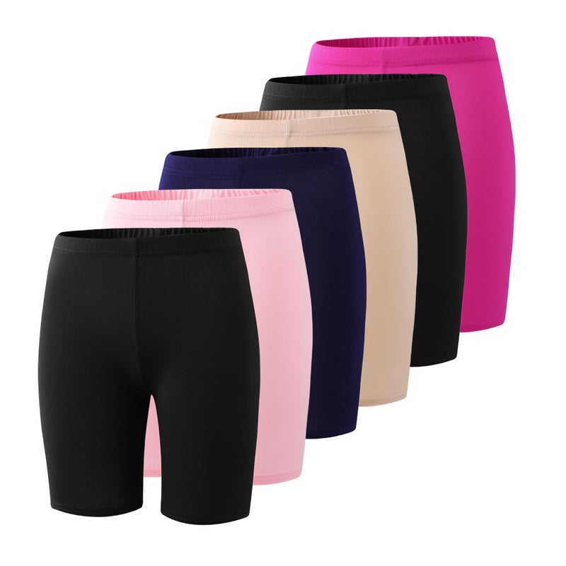 Deuerr Girls Dance Yoga Shorts Spandex Kids Volleyball Bike Athletic Shorts Girls Compression Shorts for Gym Activewear 6 Pack mixColor for 5-6 Years - Image 1