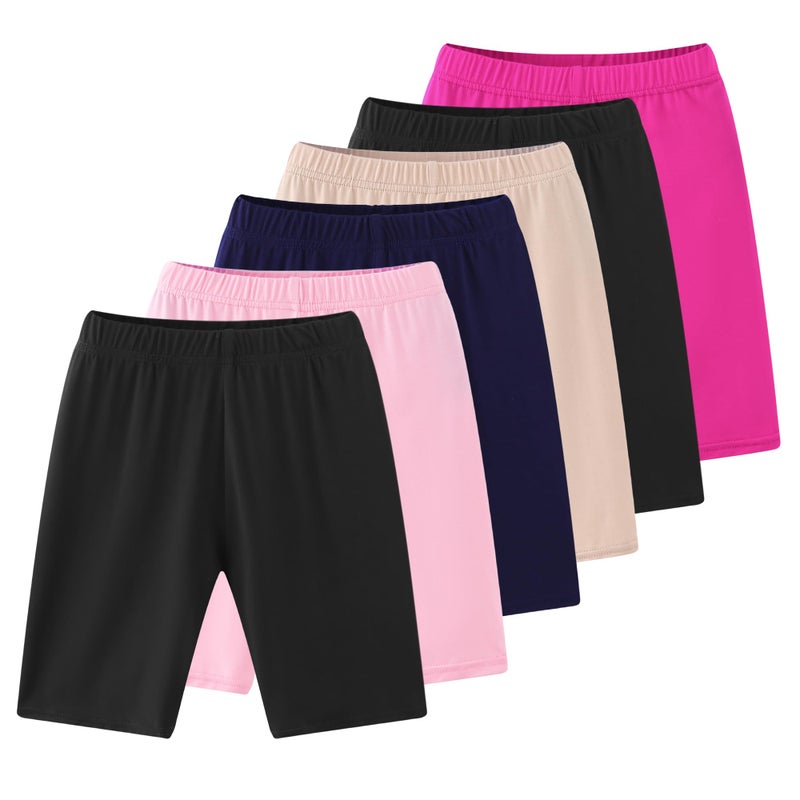 Deuerr Girls Dance Yoga Shorts Spandex Kids Volleyball Bike Athletic Shorts Girls Compression Shorts for Gym Activewear 6 Pack mixColor for 5-6 Years - Image 2