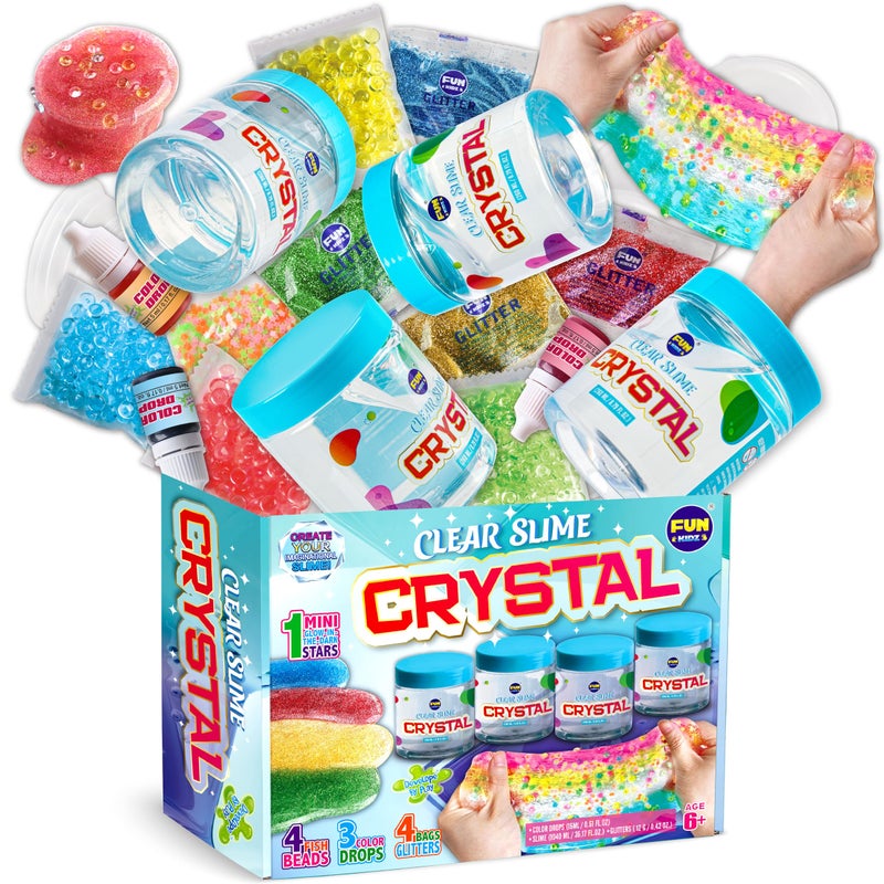 FUN KIDZ 3516 FL OZ Clear Slime for Kids 612 FunKidz 4 Pack Huge 1040 ML Glassy Slime Pack Toy Premade Water Crystal Slime Kit for Girls Boys Party Gift - Image 3