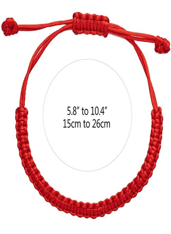 Pingyongchang 2PCS String Bracelets for Women Men Couple Handmade Red Black Buddhist Tibetan Adjustable Woven Rope Bracelet for Protection and Luck Friendship Bracelet-C - Image 2