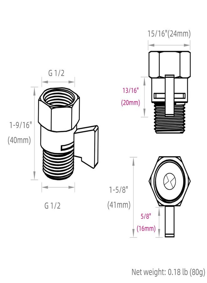 APLusee Water Flow Control Valve, Brass Shower Head Flow Restrictor, Brushed Nickel - Image 2