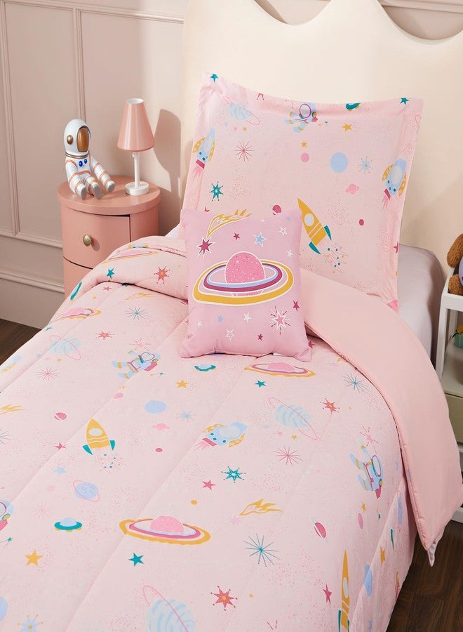 Kaleido Space Glow in The Dark Kids Comforter Set Twin Size for Girls, Space Bedding Set 1 Comforter, 1 Decor Pillow, 1 Pillow Sham - Image 4