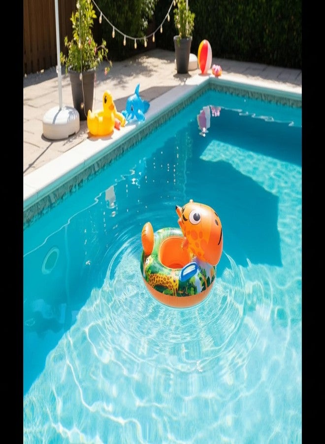 SVS ONLINE Kids Inflatable Cartoon Swim Ring with Seat - Pink Baby Pool Float (TODO-Orange-SWIMMINGRING) - Image 4