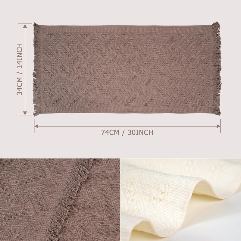 YoulerTex Luxury Decorative Hand Towels Bathroom: 2 Packs 14X30 100% Cotton Turkish Absorbent Soft Face Towel Set for Boho Bathroom Decor Kitchen Hotel Spa Farmhouse Guest Tea Gift (Brown, 14"x30") - Image 2