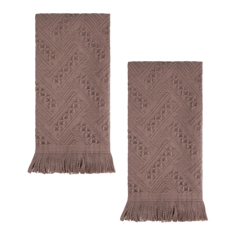 YoulerTex Luxury Decorative Hand Towels Bathroom: 2 Packs 14X30 100% Cotton Turkish Absorbent Soft Face Towel Set for Boho Bathroom Decor Kitchen Hotel Spa Farmhouse Guest Tea Gift (Brown, 14"x30") - Image 1