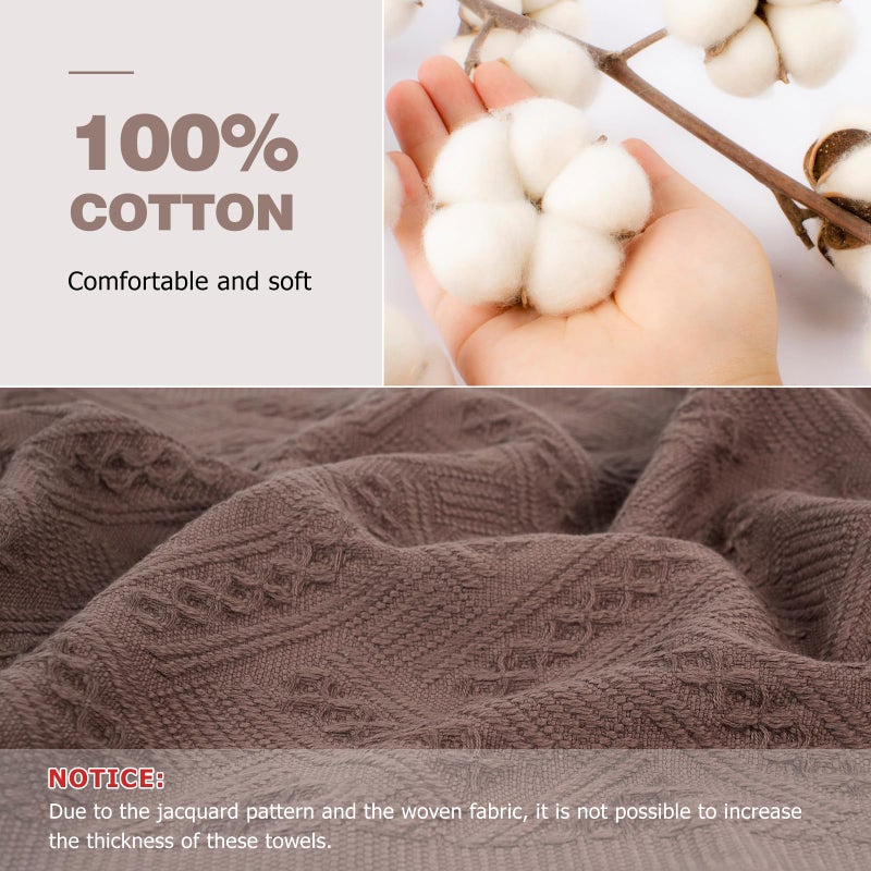 YoulerTex Luxury Decorative Hand Towels Bathroom: 2 Packs 14X30 100% Cotton Turkish Absorbent Soft Face Towel Set for Boho Bathroom Decor Kitchen Hotel Spa Farmhouse Guest Tea Gift (Brown, 14"x30") - Image 5