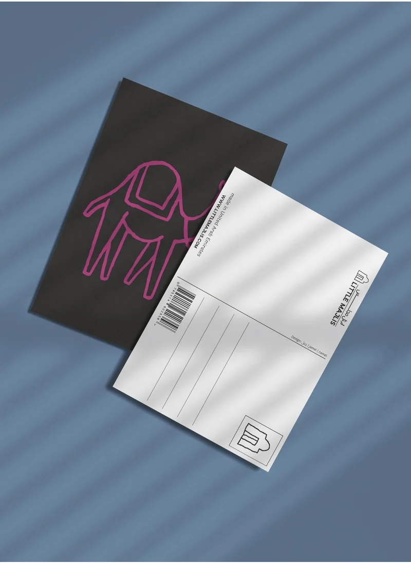 Little Majlis Postcard, camel pink on grey