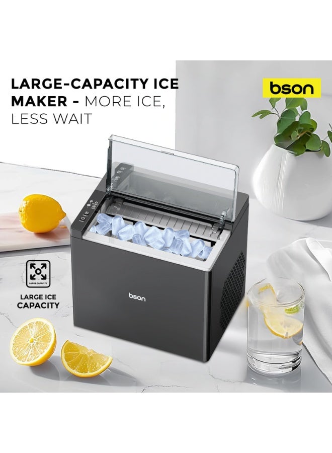 BSON Freezy Ice Maker - Countertop Ice Machine with Multiple Bullet Ice Sizes, Quick 6-7 Minute Cycle, 9 Cubes per Batch, Large Capacity, Auto Shut-Off, Quiet for Home Office Parties - Image 4