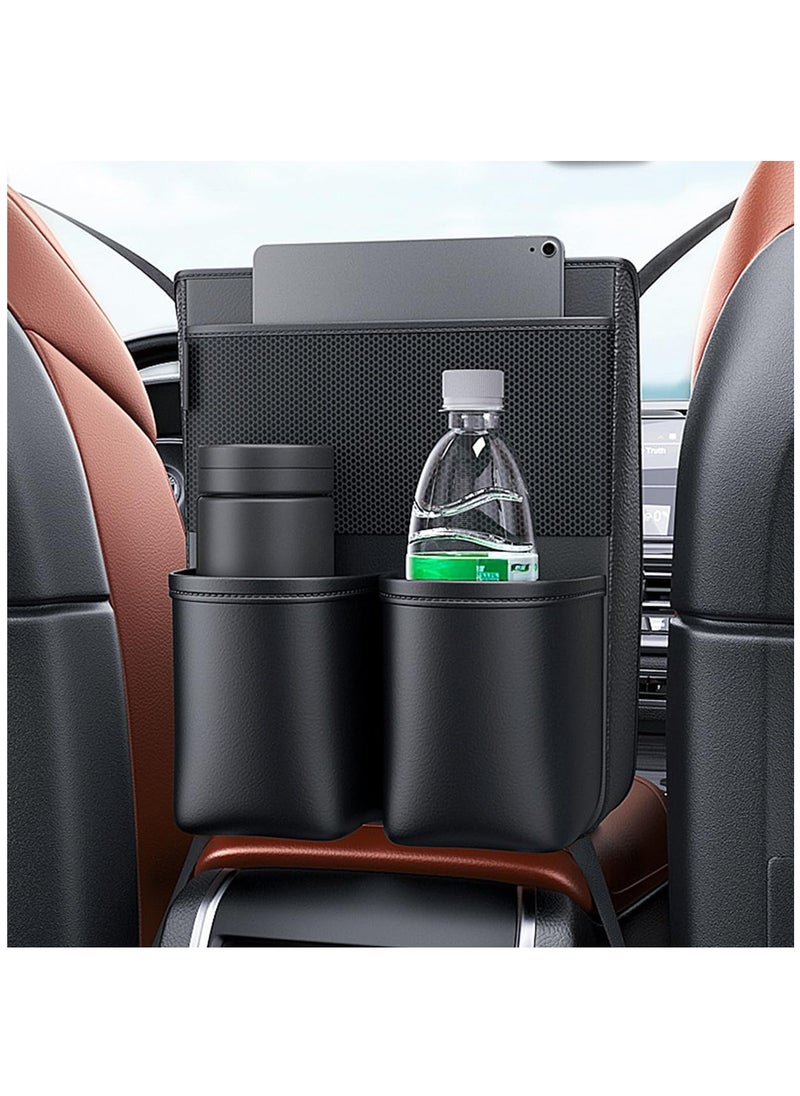 Excefore Car Seat Back Hanging Bag,Storage Bag for Cups, Paper Towels, and Small Items,Premium Waterproof PU Leather Car Seat Back Organizer, Seat Hanging Bag Universal for Car, Truck, SUV, Black  - Image 1