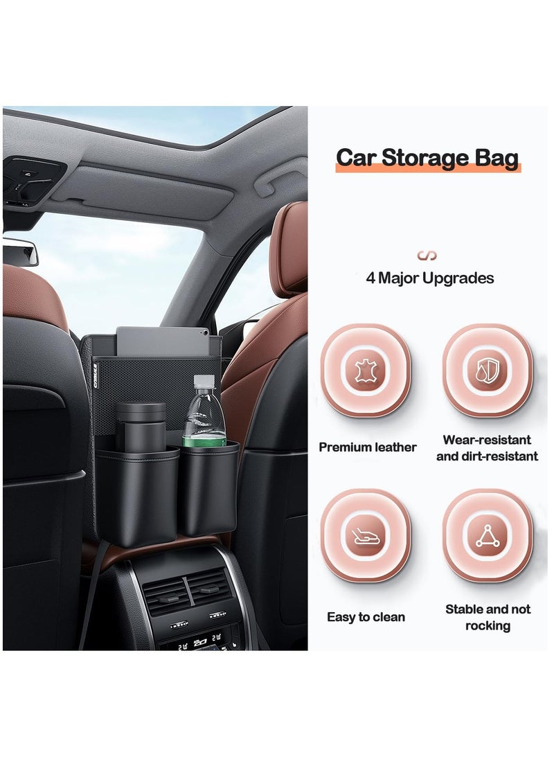Excefore Car Seat Back Hanging Bag,Storage Bag for Cups, Paper Towels, and Small Items,Premium Waterproof PU Leather Car Seat Back Organizer, Seat Hanging Bag Universal for Car, Truck, SUV, Black  - Image 3